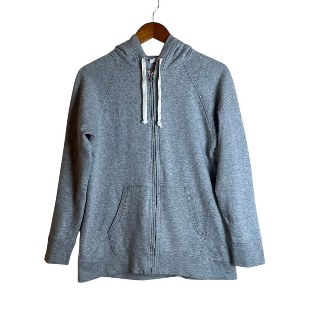 Gap grey fleece raglan sleeve zip‎ up hoodie